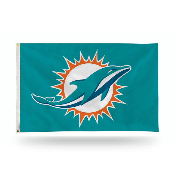 Wholesale NFL Miami Dolphins 3' x 5' Classic Banner Flag - Single Sided - Indoor or Outdoor - Home Décor By Rico Industries