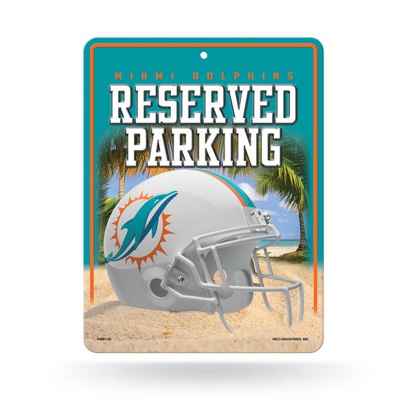 Wholesale NFL Miami Dolphins 8.5" x 11" Metal Parking Sign - Great for Man Cave, Bed Room, Office, Home Décor By Rico Industries