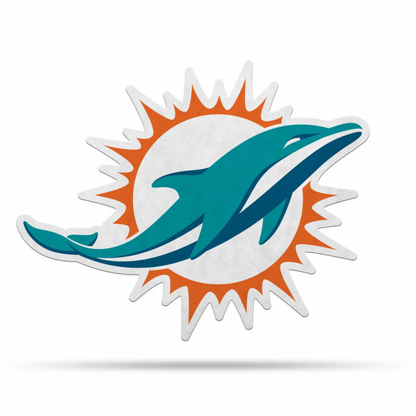 Wholesale NFL Miami Dolphins Classic Team Logo Shape Cut Pennant - Home and Living Room Décor - Soft Felt EZ to Hang By Rico Industries