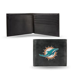Wholesale NFL Miami Dolphins Embroidered Genuine Leather Billfold Wallet 3.25" x 4.25" - Slim By Rico Industries