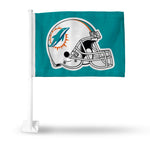 Wholesale NFL Miami Dolphins Helmet Logo Double Sided Car Flag - 16" x 19" - Strong Pole that Hooks Onto Car/Truck/Automobile By Rico Industries