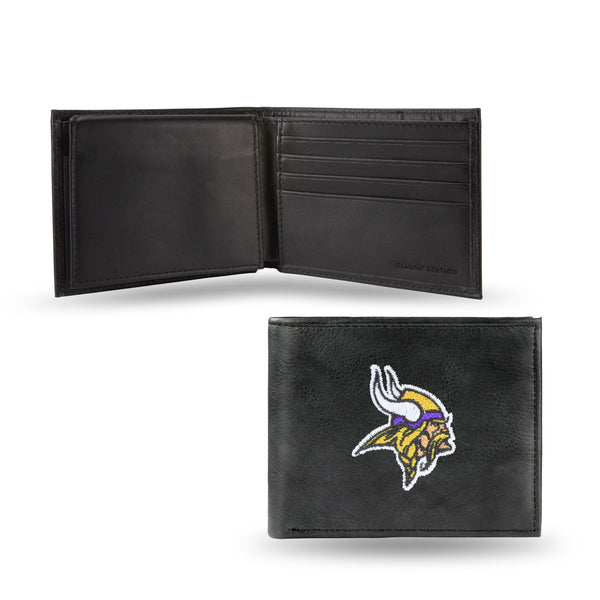 Wholesale NFL Minnesota Vikings Embroidered Genuine Leather Billfold Wallet 3.25" x 4.25" - Slim By Rico Industries