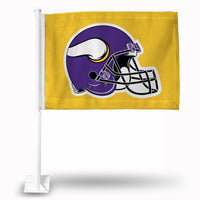 Wholesale NFL Minnesota Vikings Helmet Logo Double Sided Car Flag - 16" x 19" - Strong Pole that Hooks Onto Car/Truck/Automobile By Rico Industries