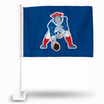 Wholesale NFL New England Patriots "Retro Design" Double Sided Car Flag - 16" x 19" - Strong Pole that Hooks Onto Car/Truck/Automobile By Rico Industries