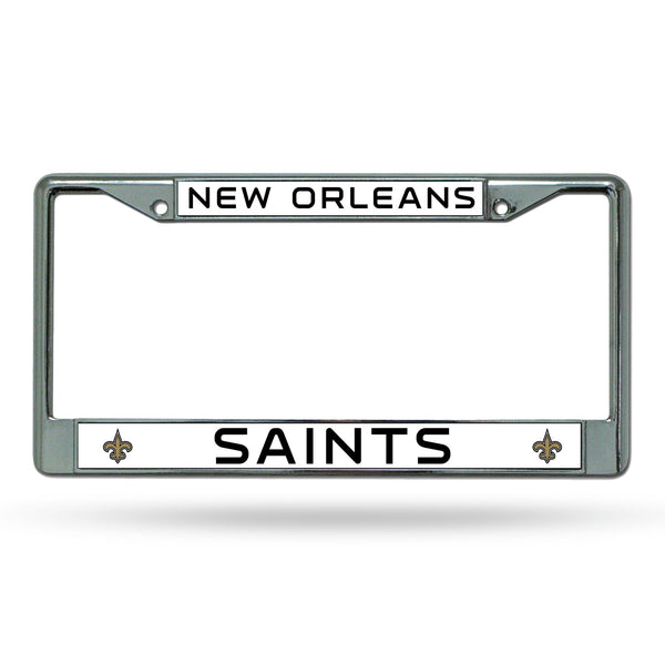 Wholesale NFL New Orleans Saints 12" x 6" Silver Chrome Car/Truck/SUV Auto Accessory By Rico Industries