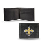 Wholesale NFL New Orleans Saints Embroidered Genuine Leather Billfold Wallet 3.25" x 4.25" - Slim By Rico Industries