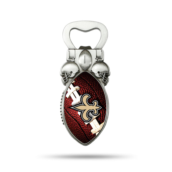 Wholesale NFL New Orleans Saints Magnetic Bottle Opener, Stainless Steel, Strong Magnet to Display on Fridge By Rico Industries