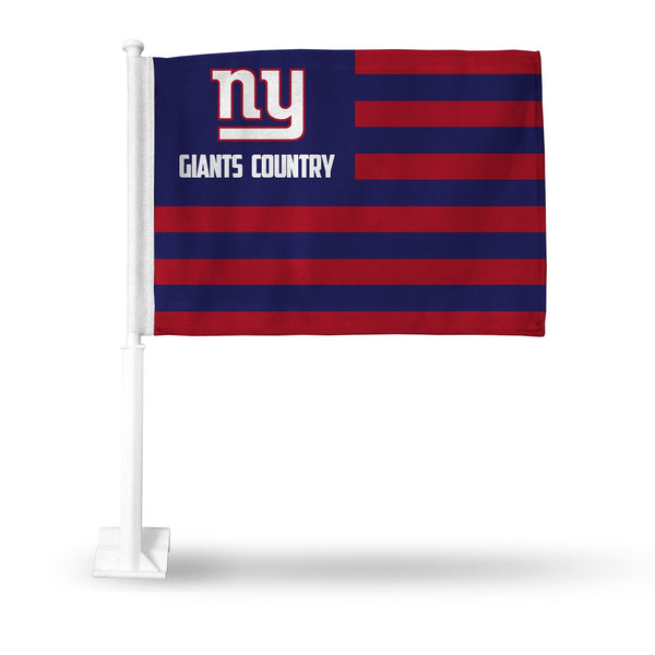 Wholesale NFL New York Giants Double Sided Car Flag - 16" x 19" - Strong Pole that Hooks Onto Car/Truck/Automobile By Rico Industries