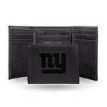 Wholesale NFL New York Giants Laser Engraved Black Tri-Fold Wallet - Men's Accessory By Rico Industries