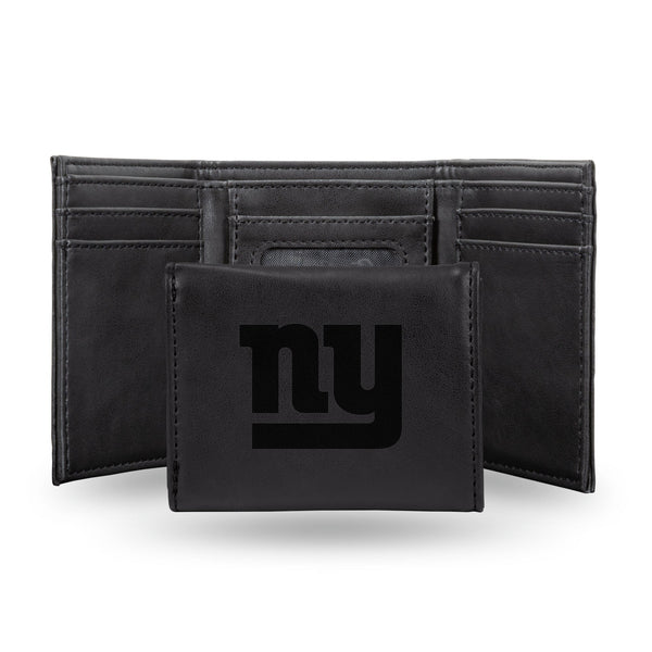 Wholesale NFL New York Giants Laser Engraved Black Tri-Fold Wallet - Men's Accessory By Rico Industries