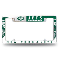 Wholesale NFL New York Jets 12" x 6" Chrome All Over Automotive License Plate Frame for Car/Truck/SUV By Rico Industries