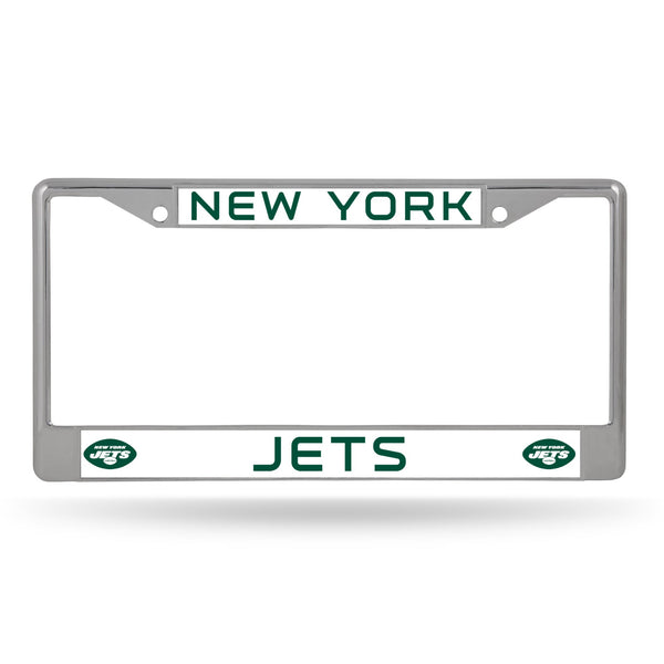 Wholesale NFL New York Jets 12" x 6" Silver Chrome Car/Truck/SUV Auto Accessory By Rico Industries