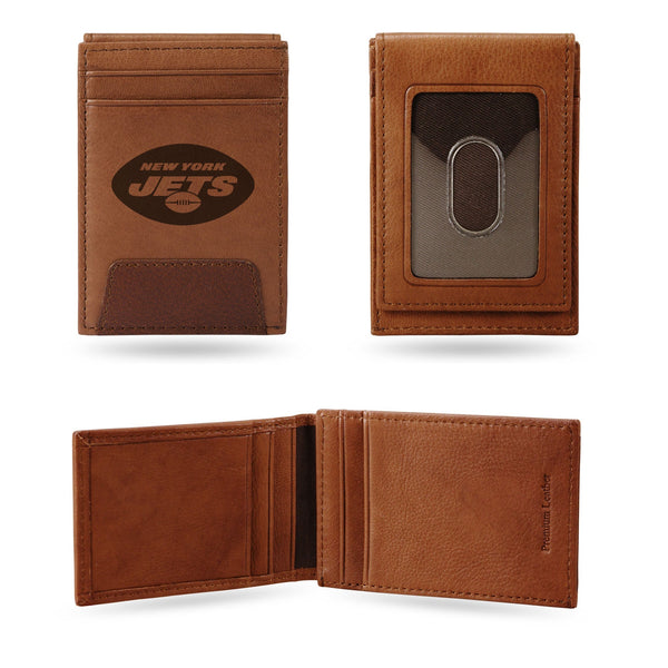 Wholesale NFL New York Jets Genuine Leather Front Pocket Wallet - Slim Wallet By Rico Industries