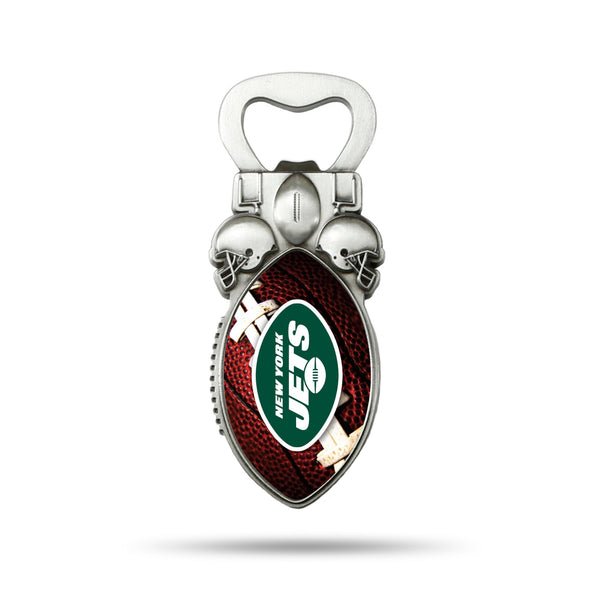 Wholesale NFL New York Jets Magnetic Bottle Opener, Stainless Steel, Strong Magnet to Display on Fridge By Rico Industries