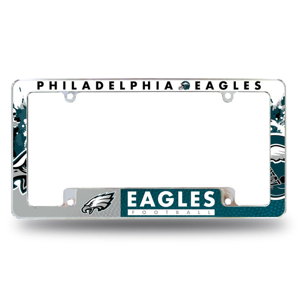 Wholesale NFL Philadelphia Eagles 12" x 6" Chrome All Over Automotive License Plate Frame for Car/Truck/SUV By Rico Industries