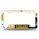 Wholesale NFL Pittsburgh Steelers 12" x 6" Chrome All Over Automotive License Plate Frame for Car/Truck/SUV By Rico Industries