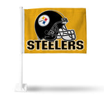 Wholesale NFL Pittsburgh Steelers Helmet Logo Double Sided Car Flag - 16" x 19" - Strong Pole that Hooks Onto Car/Truck/Automobile By Rico Industries