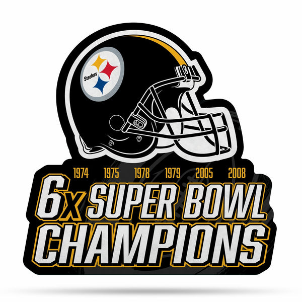 Wholesale NFL Pittsburgh Steelers Multi Time Championship Shape Cut Pennant - Home and Living Room Décor - Soft Felt EZ to Hang By Rico Industries