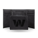 Wholesale NFL Rico Industries Washington Commanders Laser Engraved Trifold Wallet - Black