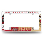 Wholesale NFL San Francisco 49ers 12" x 6" Chrome All Over Automotive License Plate Frame for Car/Truck/SUV By Rico Industries