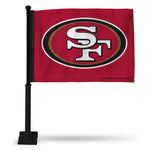 Wholesale NFL San Francisco 49ers Double Sided Car Flag - 16" x 19" - Strong Black Pole that Hooks Onto Car/Truck/Automobile By Rico Industries