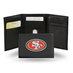 Wholesale NFL San Francisco 49ers Embroidered Genuine Leather Tri-fold Wallet 3.25" x 4.25" - Slim By Rico Industries