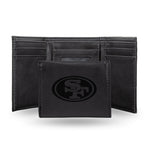 Wholesale NFL San Francisco 49ers Laser Engraved Black Tri-Fold Wallet - Men's Accessory By Rico Industries