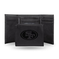 Wholesale NFL San Francisco 49ers Laser Engraved Black Tri-Fold Wallet - Men's Accessory By Rico Industries