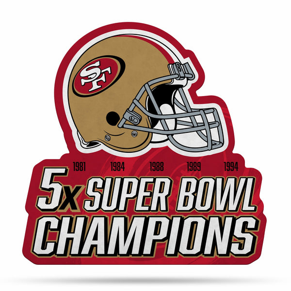 Wholesale NFL San Francisco 49ers Multi Time Championship Shape Cut Pennant - Home and Living Room Décor - Soft Felt EZ to Hang By Rico Industries