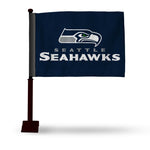 Wholesale NFL Seattle Seahawks Double Sided Car Flag - 16" x 19" - Strong Black Pole that Hooks Onto Car/Truck/Automobile By Rico Industries