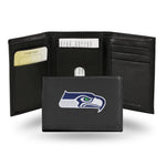 Wholesale NFL Seattle Seahawks Embroidered Genuine Leather Tri-fold Wallet 3.25" x 4.25" - Slim By Rico Industries