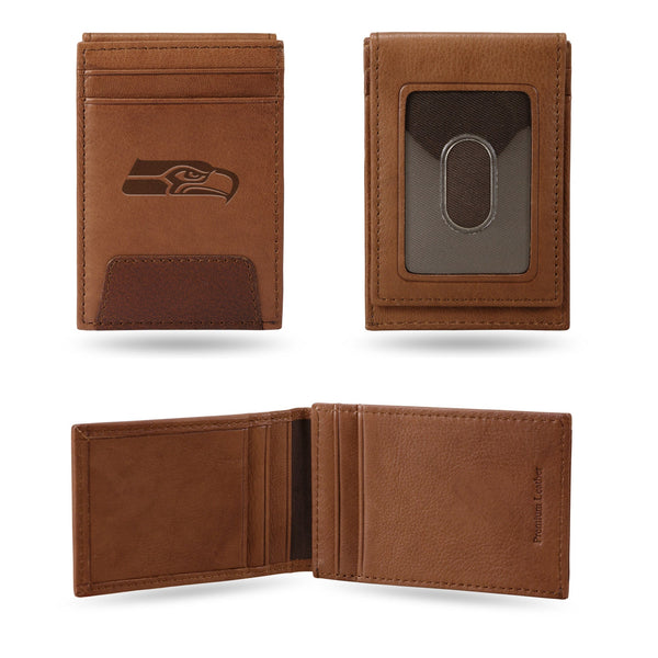 Wholesale NFL Seattle Seahawks Genuine Leather Front Pocket Wallet - Slim Wallet By Rico Industries