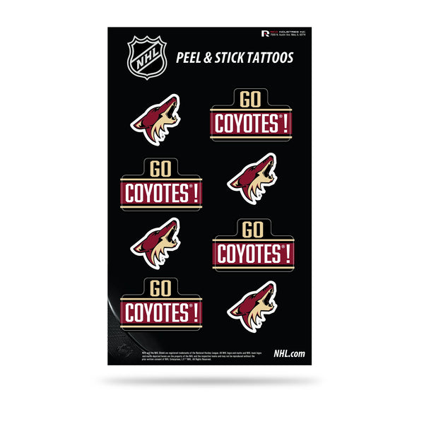 Wholesale NHL Arizona Coyotes Peel & Stick Temporary Tattoos - Eye Black - Game Day Approved! By Rico Industries