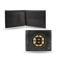 Wholesale NHL Boston Bruins Embroidered Genuine Leather Billfold Wallet 3.25" x 4.25" - Slim By Rico Industries