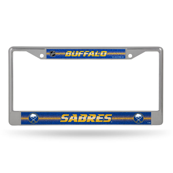 Wholesale NHL Buffalo Sabres 12" x 6" Silver Bling Chrome Car/Truck/SUV Auto Accessory By Rico Industries