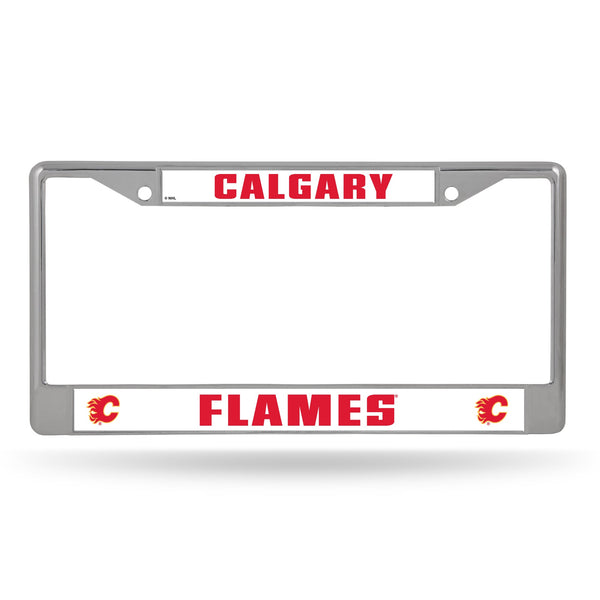 Wholesale NHL Calgary Flames 12" x 6" Silver Chrome Car/Truck/SUV Auto Accessory By Rico Industries
