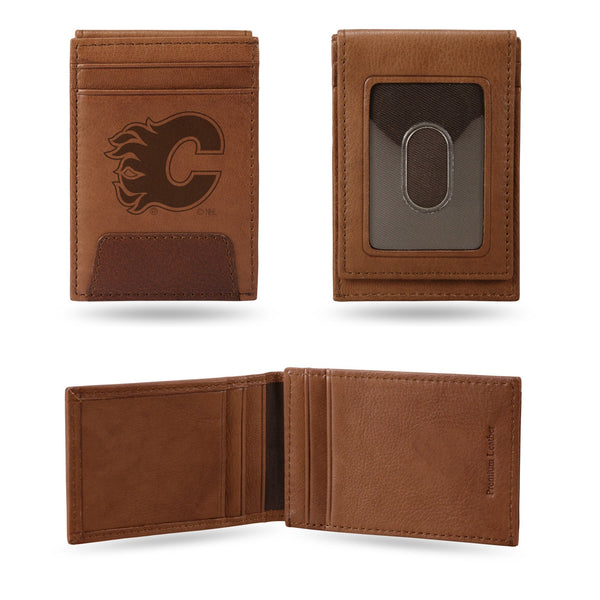 Wholesale NHL Calgary Flames Genuine Leather Front Pocket Wallet - Slim Wallet By Rico Industries