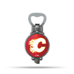 Wholesale NHL Calgary Flames Magnetic Bottle Opener, Stainless Steel, Strong Magnet to Display on Fridge By Rico Industries