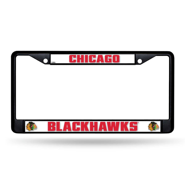 Wholesale NHL Chicago Blackhawks 12" x 6" Black Metal Car/Truck Frame Automobile Accessory By Rico Industries