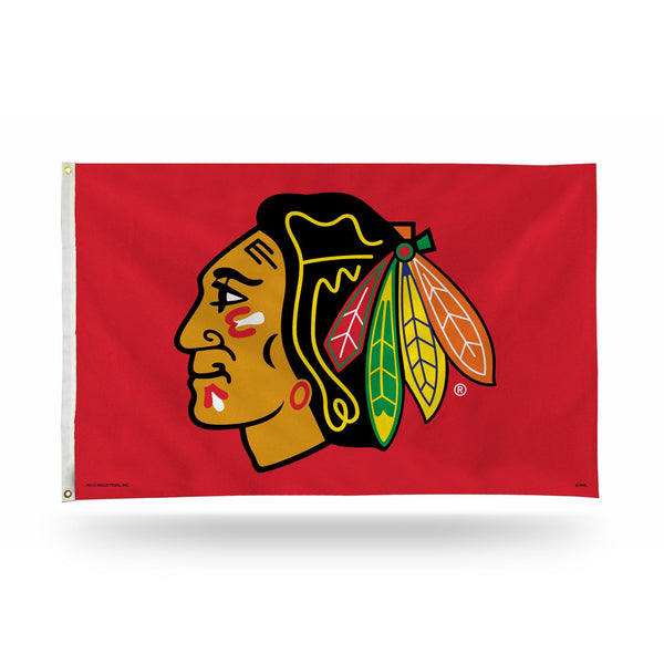 Wholesale NHL Chicago Blackhawks 3' x 5' Classic Banner Flag - Single Sided - Indoor or Outdoor - Home Décor By Rico Industries