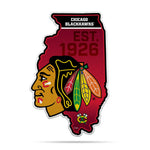 Wholesale NHL Chicago Blackhawks Classic State Shape Cut Pennant - Home and Living Room Décor - Soft Felt EZ to Hang By Rico Industries