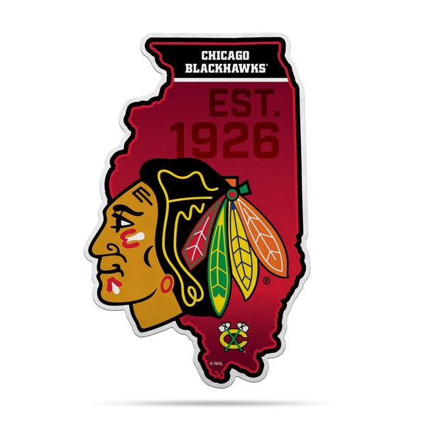 Wholesale NHL Chicago Blackhawks Classic State Shape Cut Pennant - Home and Living Room Décor - Soft Felt EZ to Hang By Rico Industries