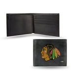 Wholesale NHL Chicago Blackhawks Embroidered Genuine Leather Billfold Wallet 3.25" x 4.25" - Slim By Rico Industries