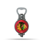 Wholesale NHL Chicago Blackhawks Magnetic Bottle Opener, Stainless Steel, Strong Magnet to Display on Fridge By Rico Industries