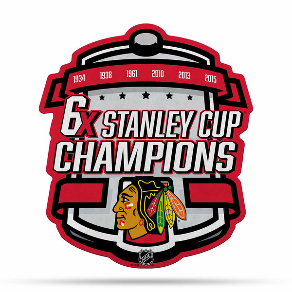 Wholesale NHL Chicago Blackhawks Multi Time Championship Shape Cut Pennant - Home and Living Room Décor - Soft Felt EZ to Hang By Rico Industries