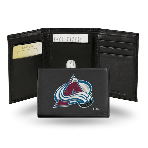 Wholesale NHL Colorado Avalanche Embroidered Genuine Leather Tri-fold Wallet 3.25" x 4.25" - Slim By Rico Industries