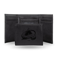 Wholesale NHL Colorado Avalanche Laser Engraved Black Tri-Fold Wallet - Men's Accessory By Rico Industries