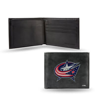 Wholesale NHL Columbus Blue Jackets Embroidered Genuine Leather Billfold Wallet 3.25" x 4.25" - Slim By Rico Industries