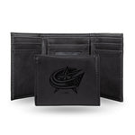 Wholesale NHL Columbus Blue Jackets Laser Engraved Black Tri-Fold Wallet - Men's Accessory By Rico Industries