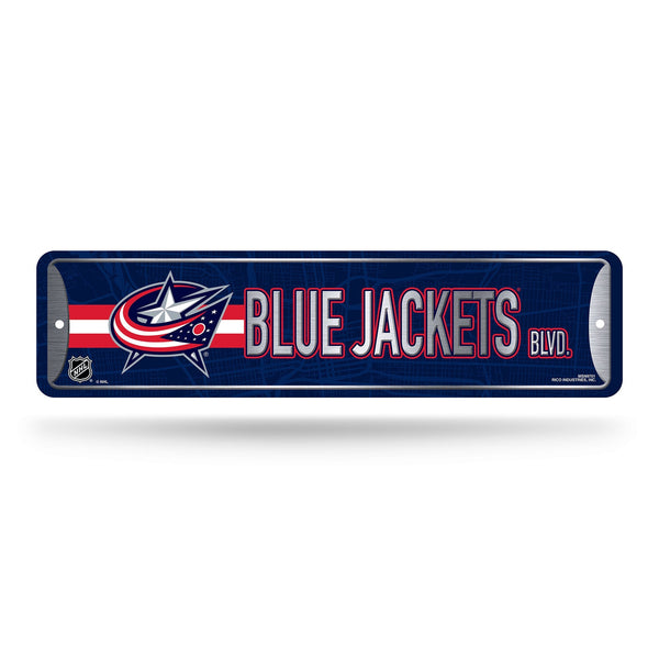 Wholesale NHL Columbus Blue Jackets Metal Street Sign 4" x 15" Home Décor - Bedroom - Office - Man Cave By Rico Industries